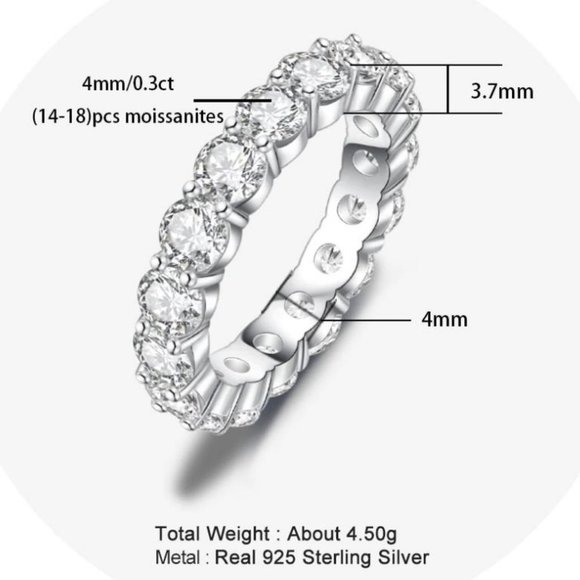 Certified 4~5ct. t.w. Moissanite Diamond Full Eternity Band Ring NEW - Picture 6 of 15